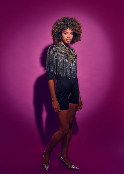 Stars in your Eyes Cape in Gold and Silver Sequin