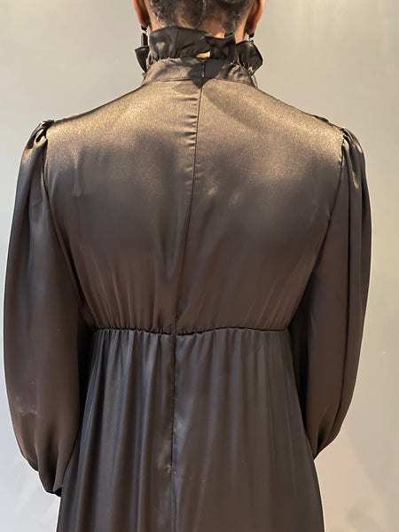 Prairie Dress in Black Silk - back view close up