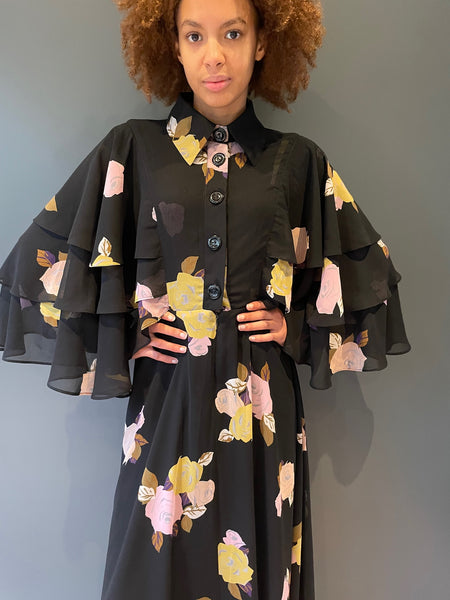 Maxi Cape Dress - front view close up