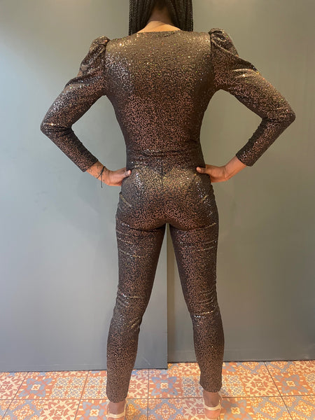 Jumpsuit in Black sequin - full back view