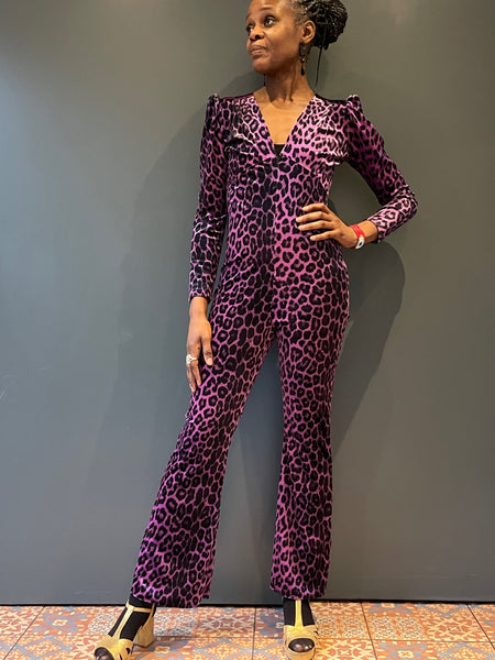 Pink Leopard Print Jumpsuit - from the front