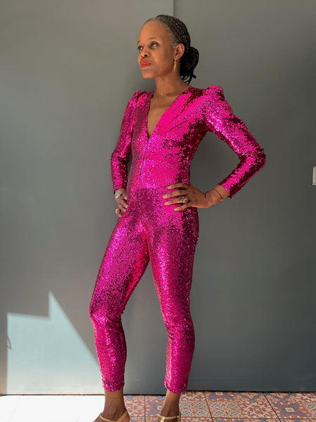 Woman's pink jumpsuit - full views