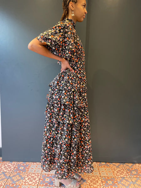 Froo Froo Dress in Floral Vintage Cotton - full view side on