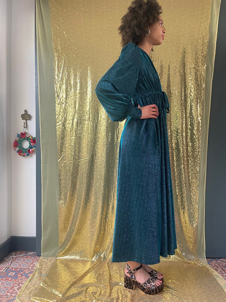 Percy Dress in Blue Glitter - side view