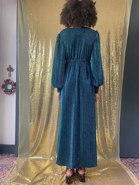 Percy Dress in Blue Glitter - full view back
