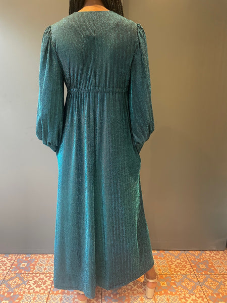 Percy Dress in Blue Lurex - back view