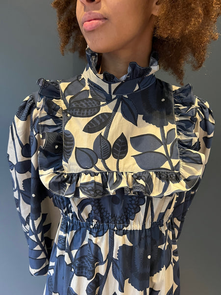Prairie Dress in Blue - front close up view