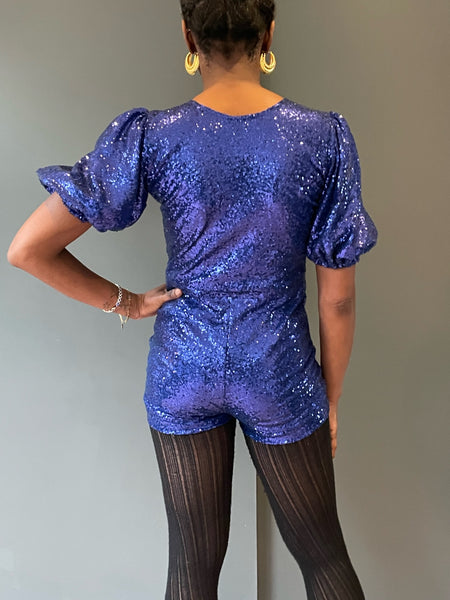 Rear view - Playsuit in Dark Blue Sequin