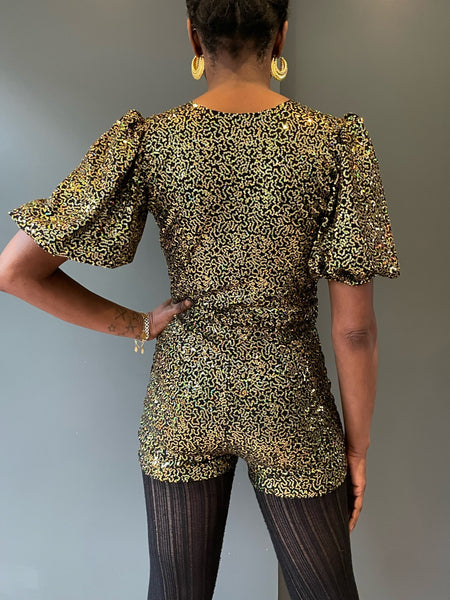 Back view of the Sophie B Playsuit in Gold from Woo Woo Boutique