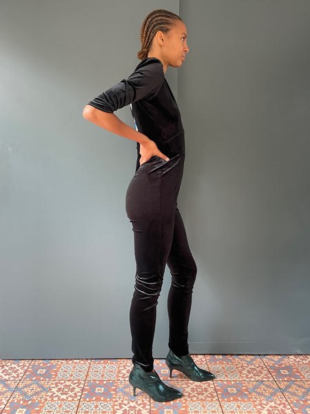 Black Velvet Jumpsuit - side view
