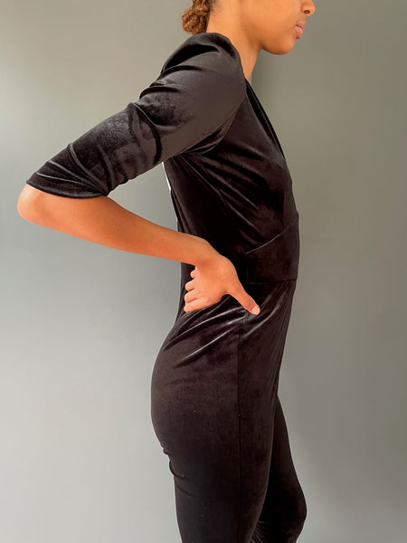 Black Velvet Jumpsuit - side view