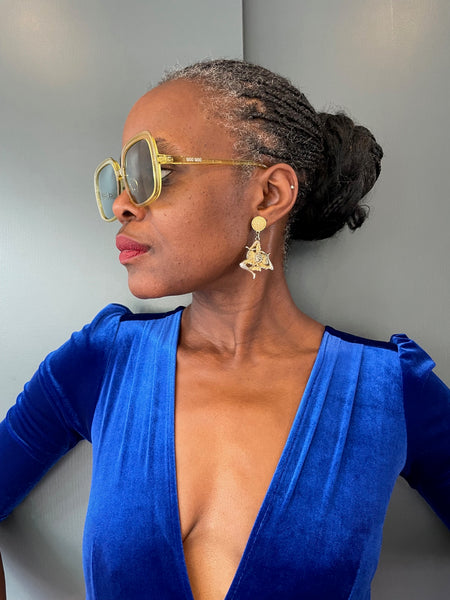 Electric Blue Jumpsuit - front view detail 3
