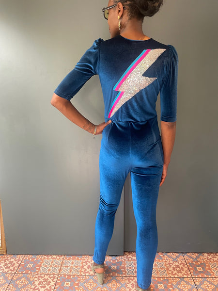 Ziggy Stardust Velvet Jumpsuit - with Zap detail 2