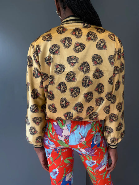 Silk Mix Tiger Print Bomber Jacket
