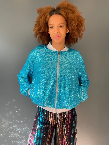 Turquoise Zappy Bomber Jacket