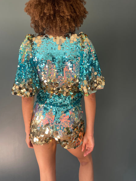 Betty Turquoise Playsuit - back close up