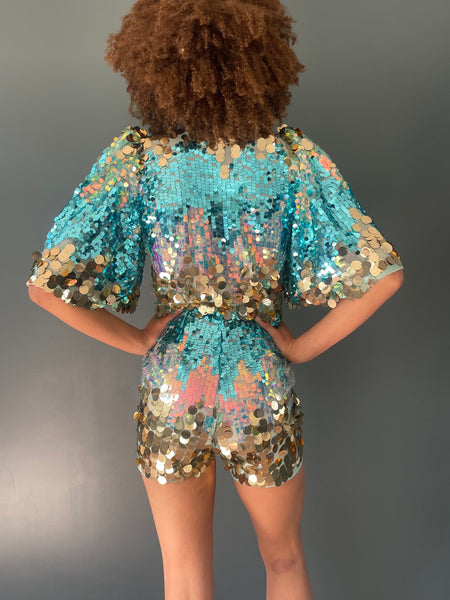 Betty Turquoise Playsuit - back