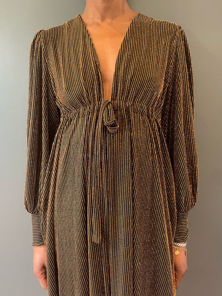 Percy Dress in Gold - front close up