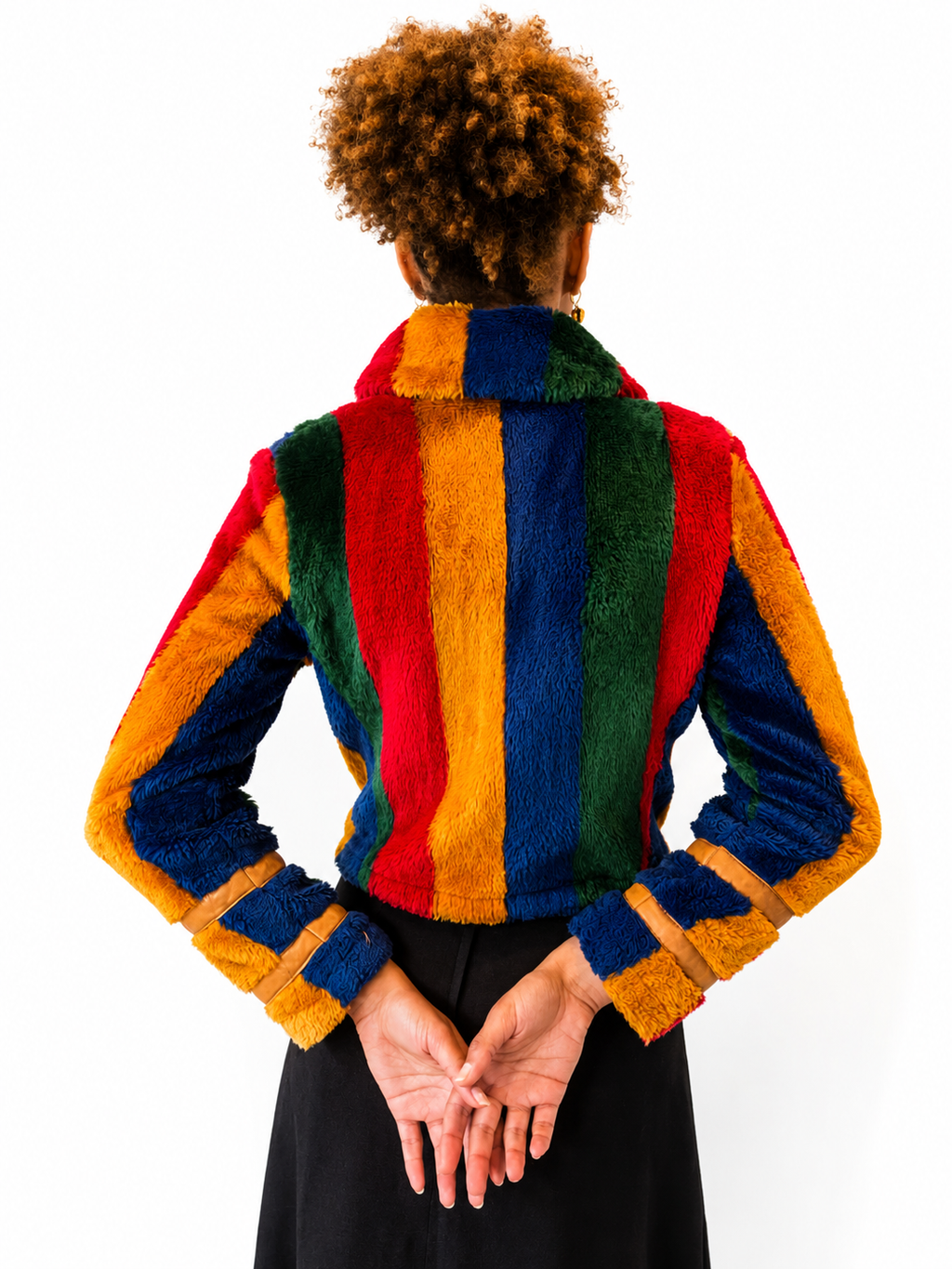Beged-Or Faux Fur & Leather Striped Jacket