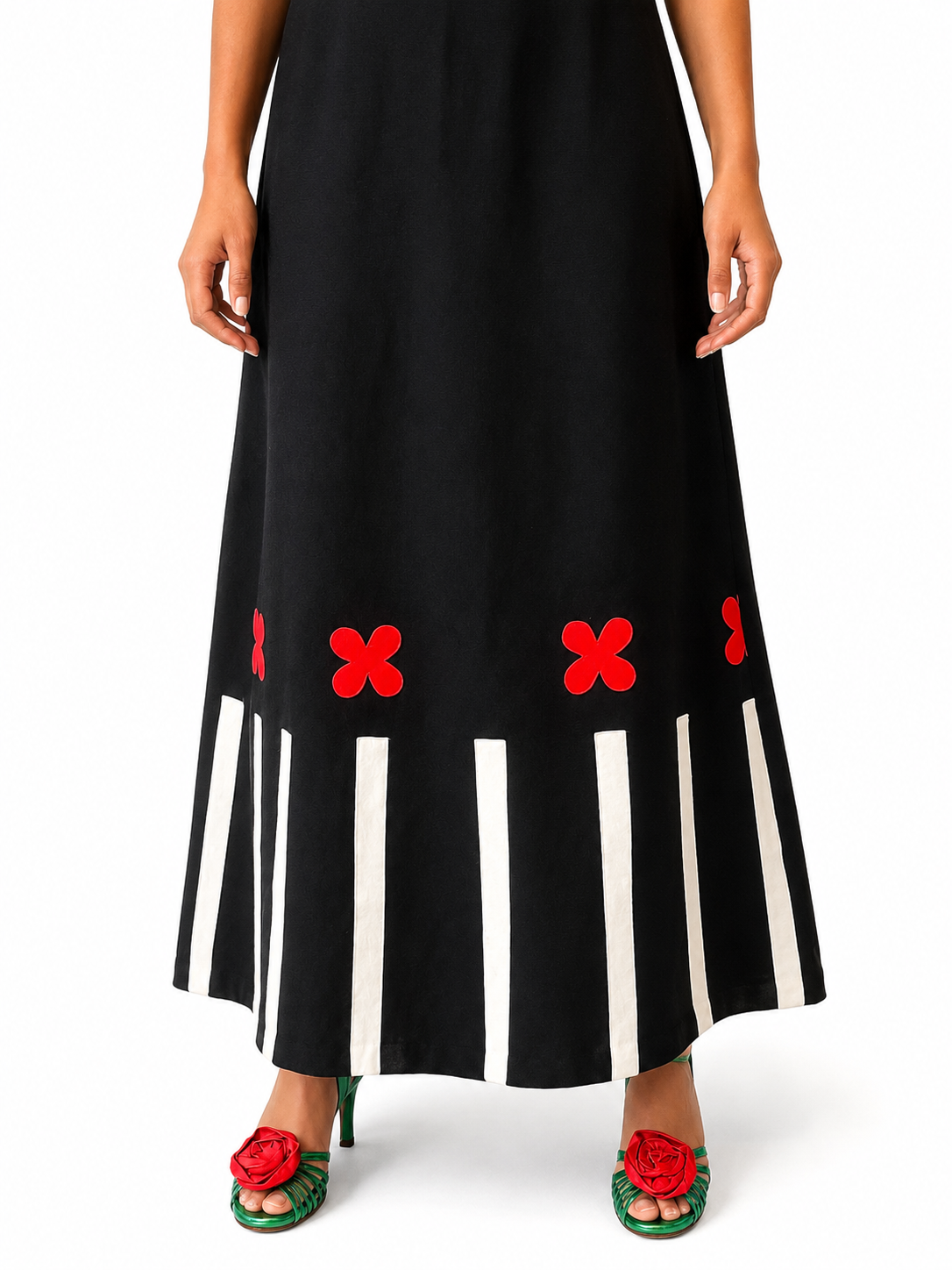 Louis Féraud for Rembrandt Wool Appliqué Maxi Skirt