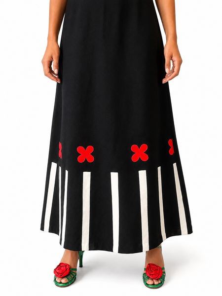 Louis Féraud for Rembrandt Wool Appliqué Maxi Skirt