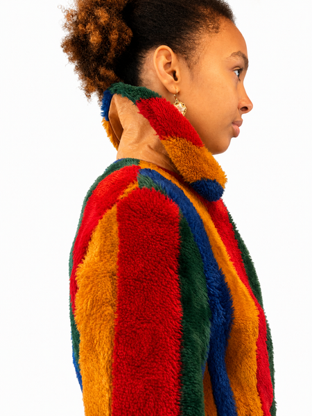 Beged-Or Faux Fur & Leather Striped Jacket