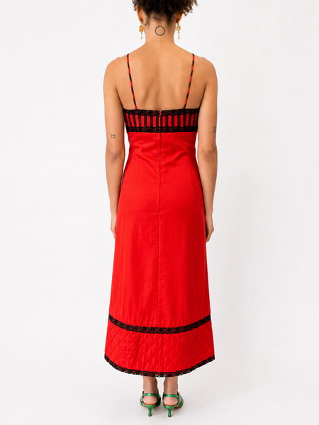 1970s Mary Quant Red & Black Wool Wiggle Dress