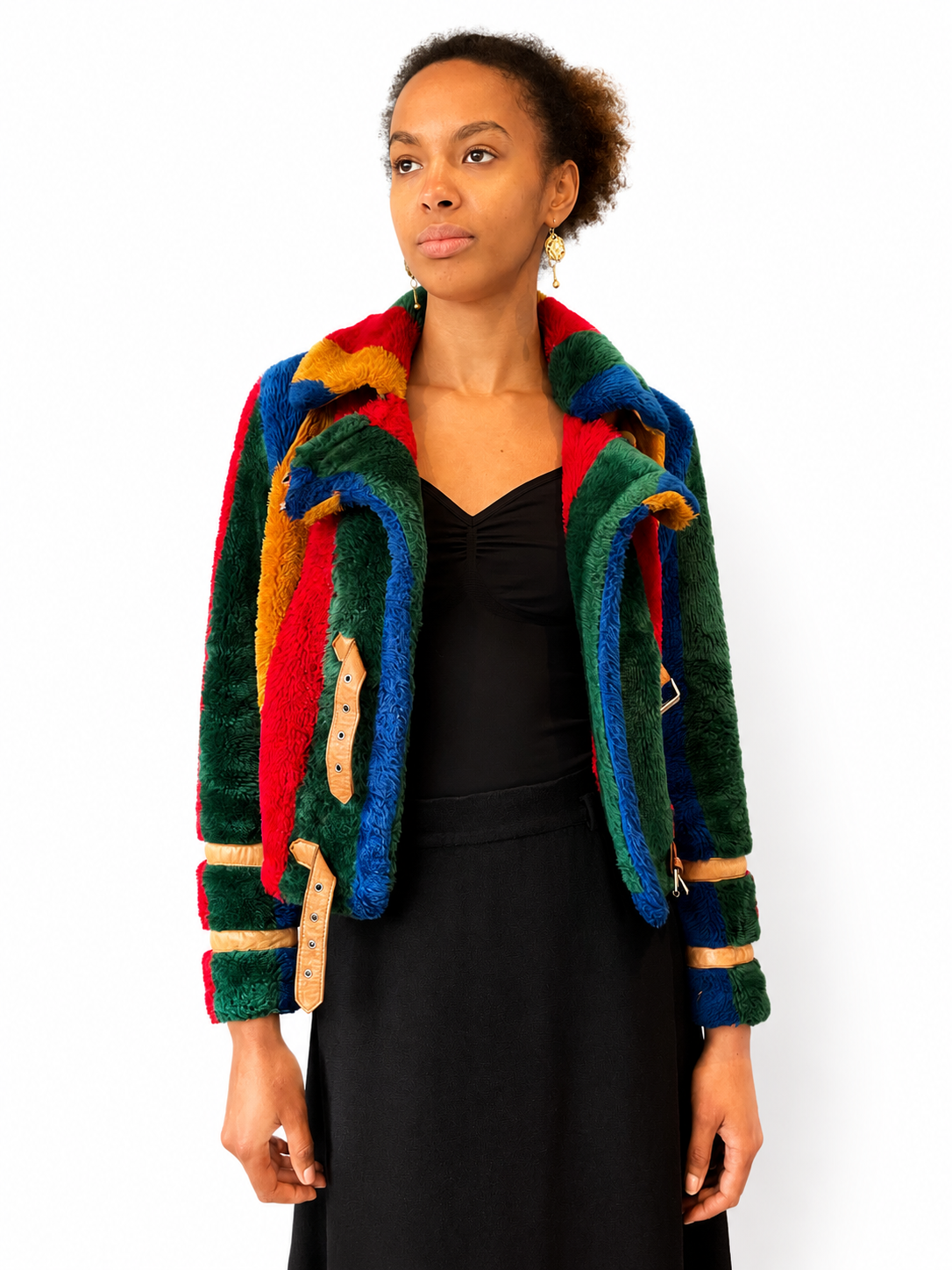 Beged-Or Faux Fur & Leather Striped Jacket