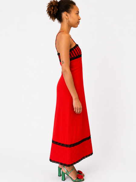 1970s Mary Quant Red & Black Wool Wiggle Dress