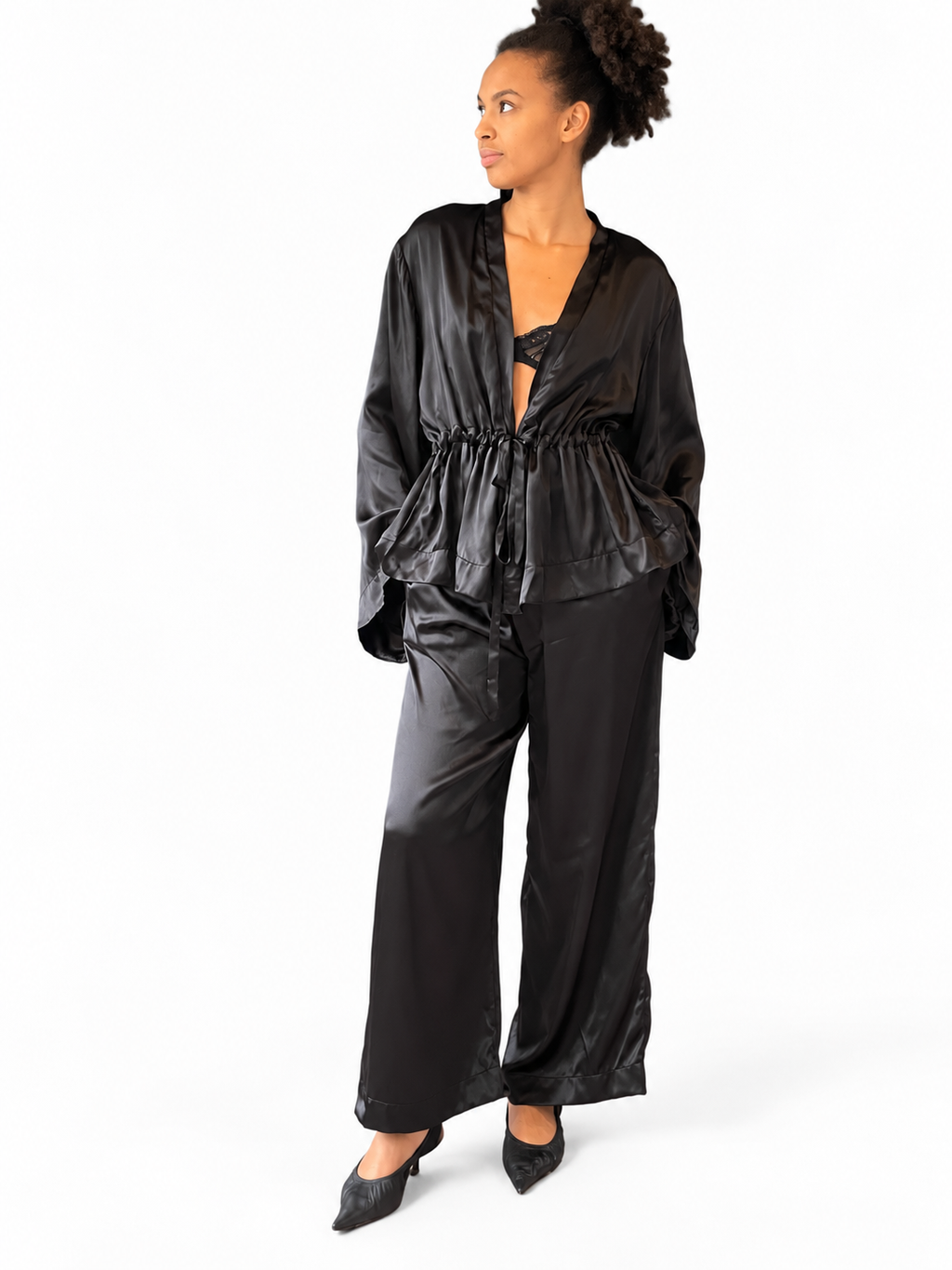 Black Silk Pyjama Set