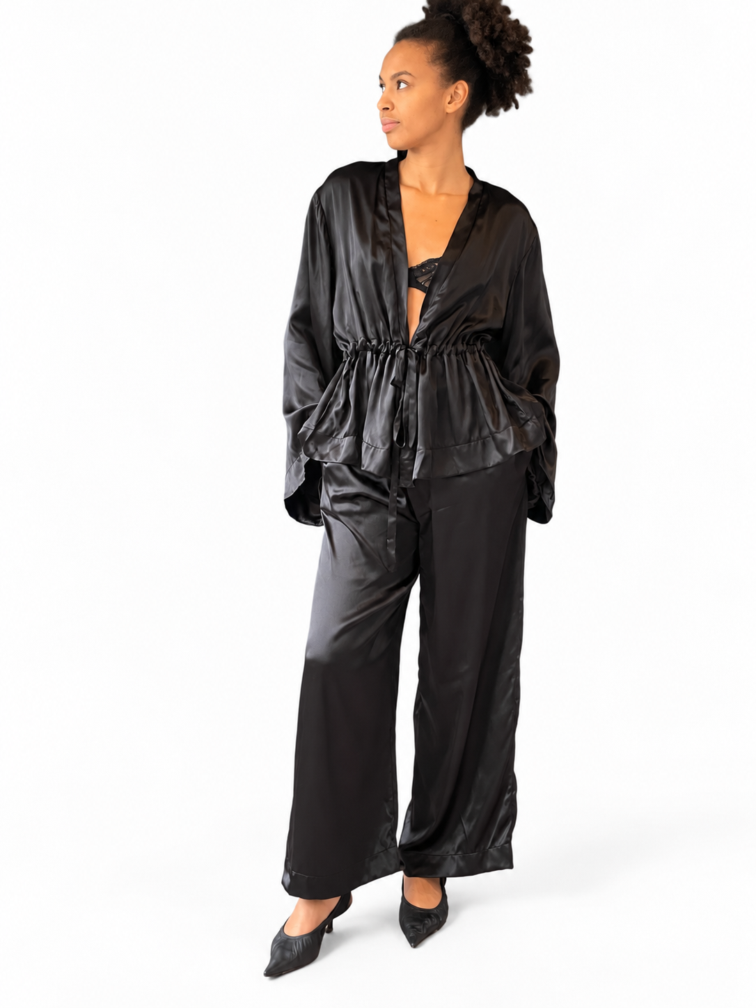 Black Silk Pyjama Set