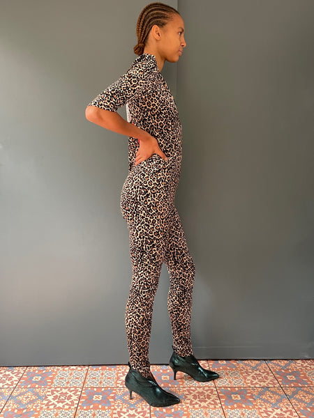 Ziggy Jumpsuit in Leopard Velvet with Sequin Zap