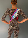 Ziggy Stardust Leopard Print Jumpsuit - back view with zap close up