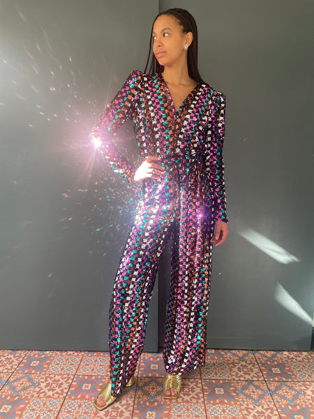 Rachel Blade Runner Jumpsuit in Mosaic Sequin