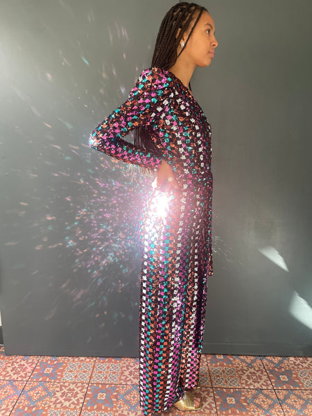 Rachel Blade Runner Jumpsuit in Mosaic Sequin