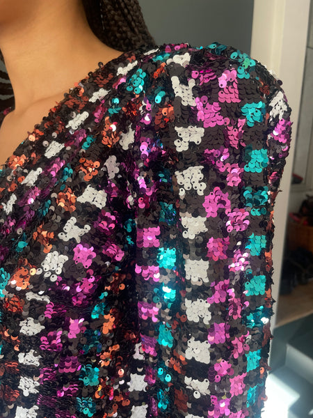 Rachel Blade Runner Jumpsuit in Mosaic Sequin