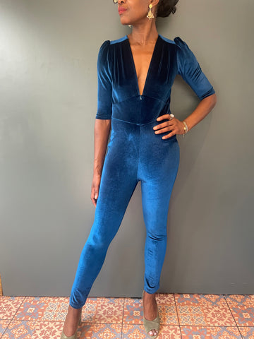 Ziggy Stardust Jumpsuit in Blue Velvet