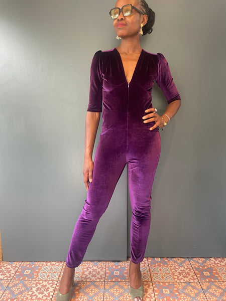 Ziggy Stardust Jumpsuit in Purple Velvet