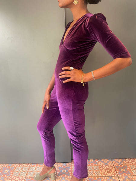 Ziggy Stardust Jumpsuit in Purple Velvet