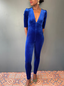 Ziggy Stardust Jumpsuit in Electric Blue Velvet