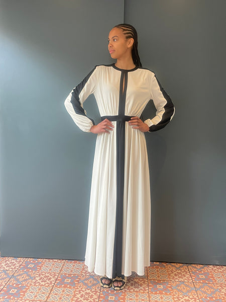 Rita Dress in Black and Ivory Contrast