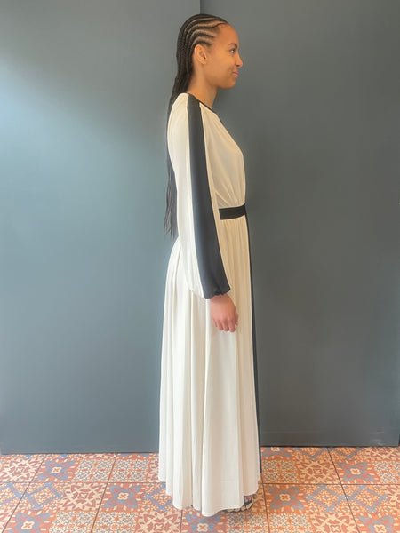 Rita Dress in Black and Ivory Contrast