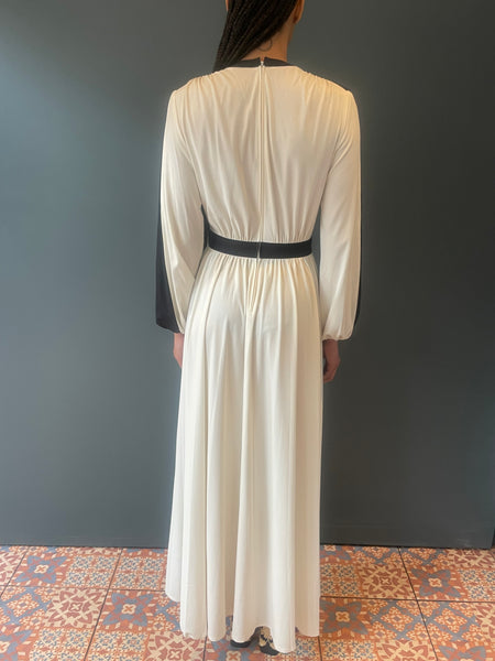 Rita Dress in Black and Ivory Contrast