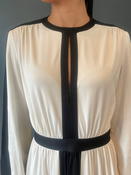 Rita Dress in Black and Ivory Contrast