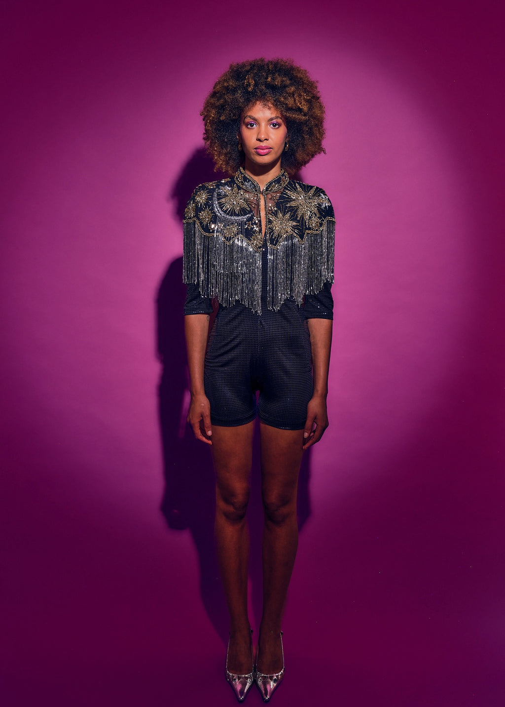 Stars in your Eyes Cape in Gold and Silver Sequin