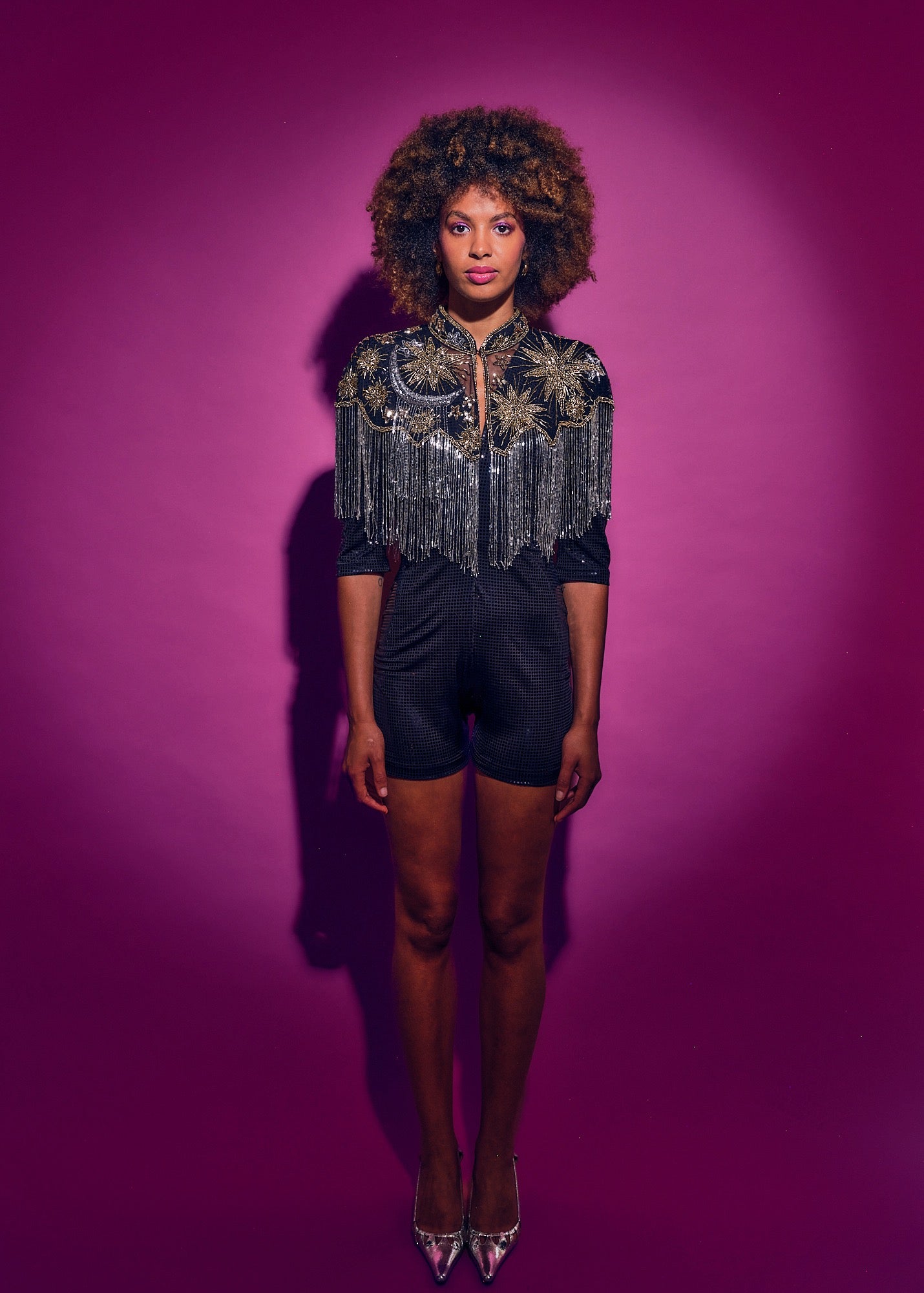 Stars in your Eyes Cape in Gold and Silver Sequin