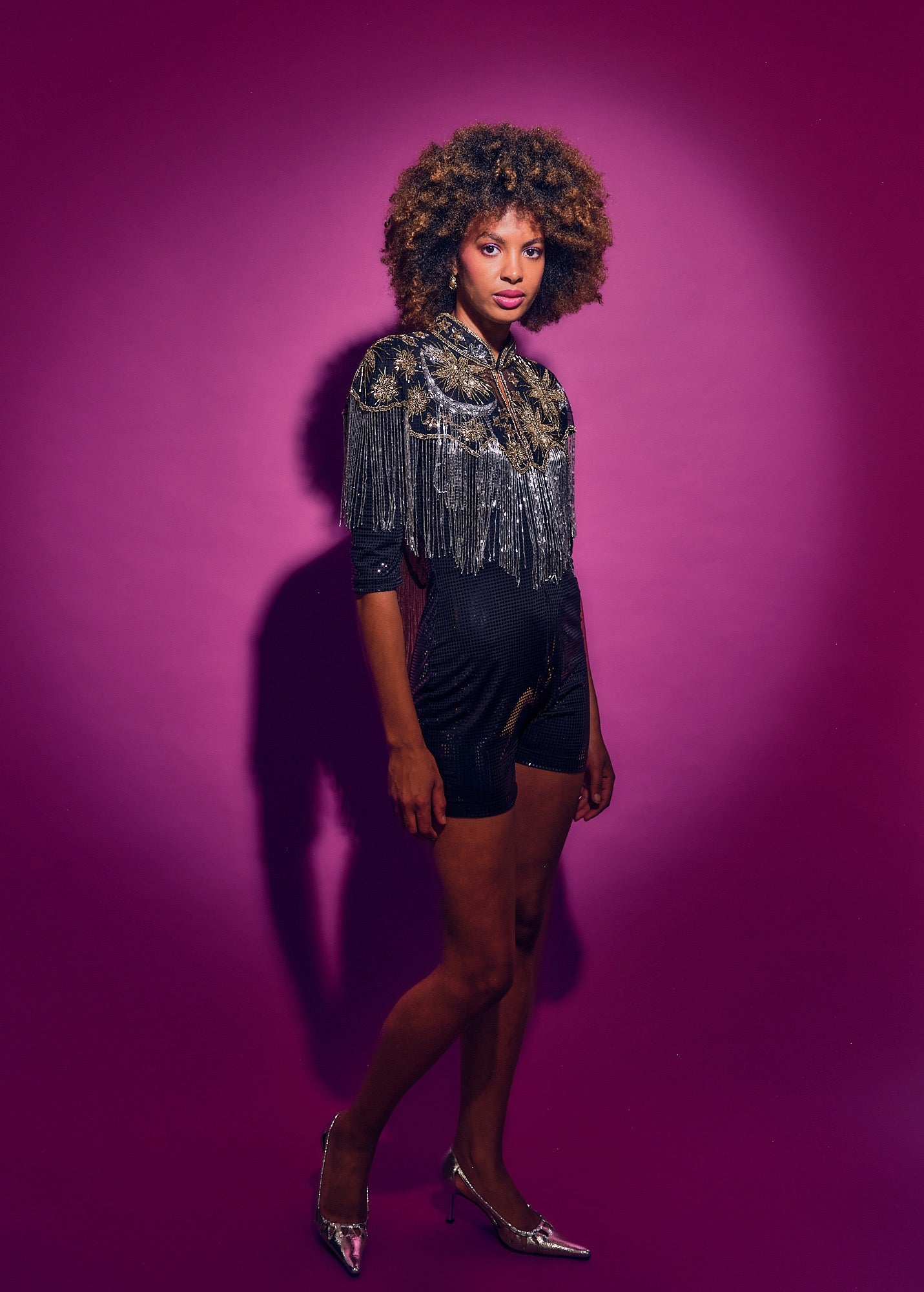 Stars in your Eyes Cape in Gold and Silver Sequin