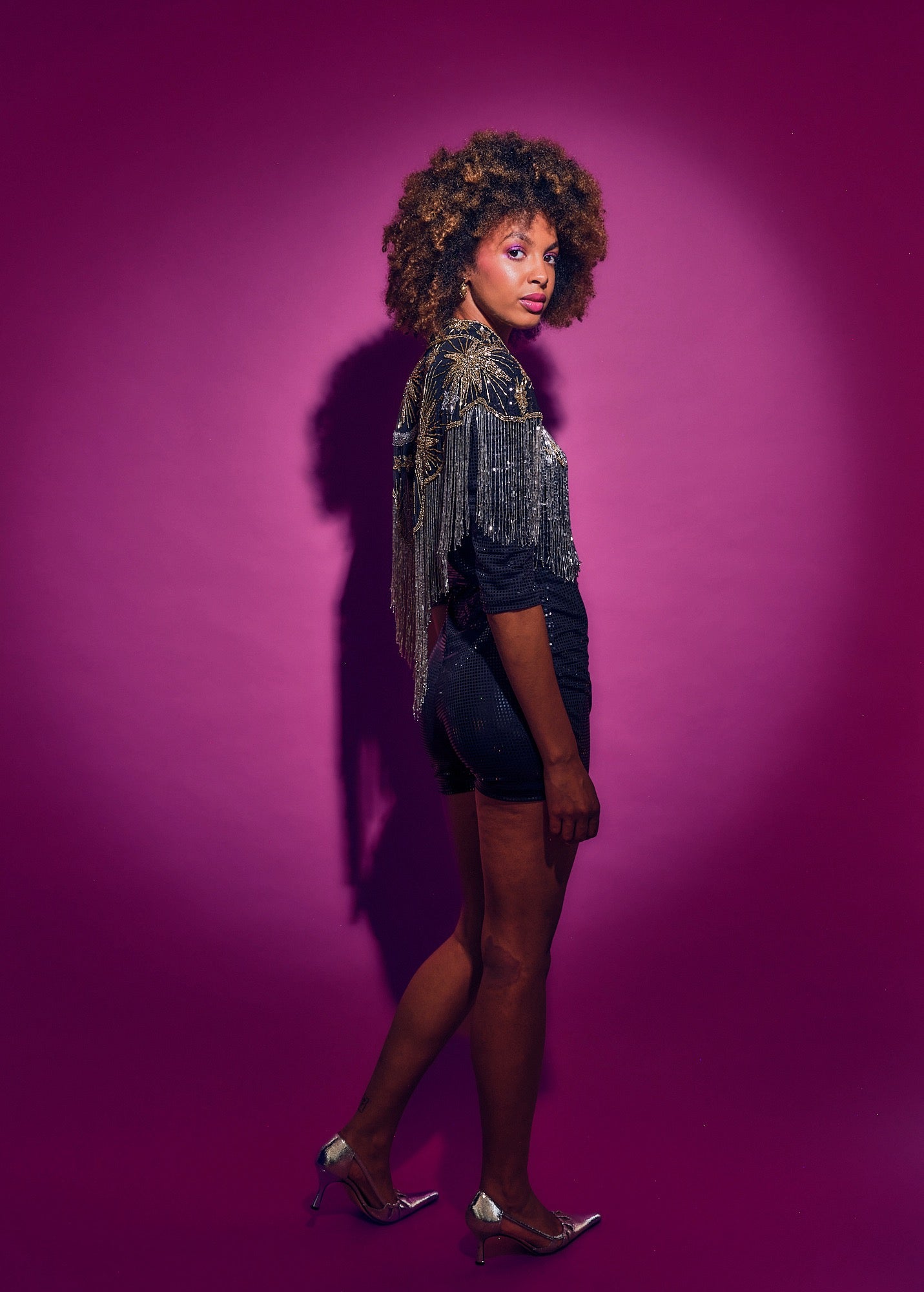 Stars in your Eyes Cape in Gold and Silver Sequin
