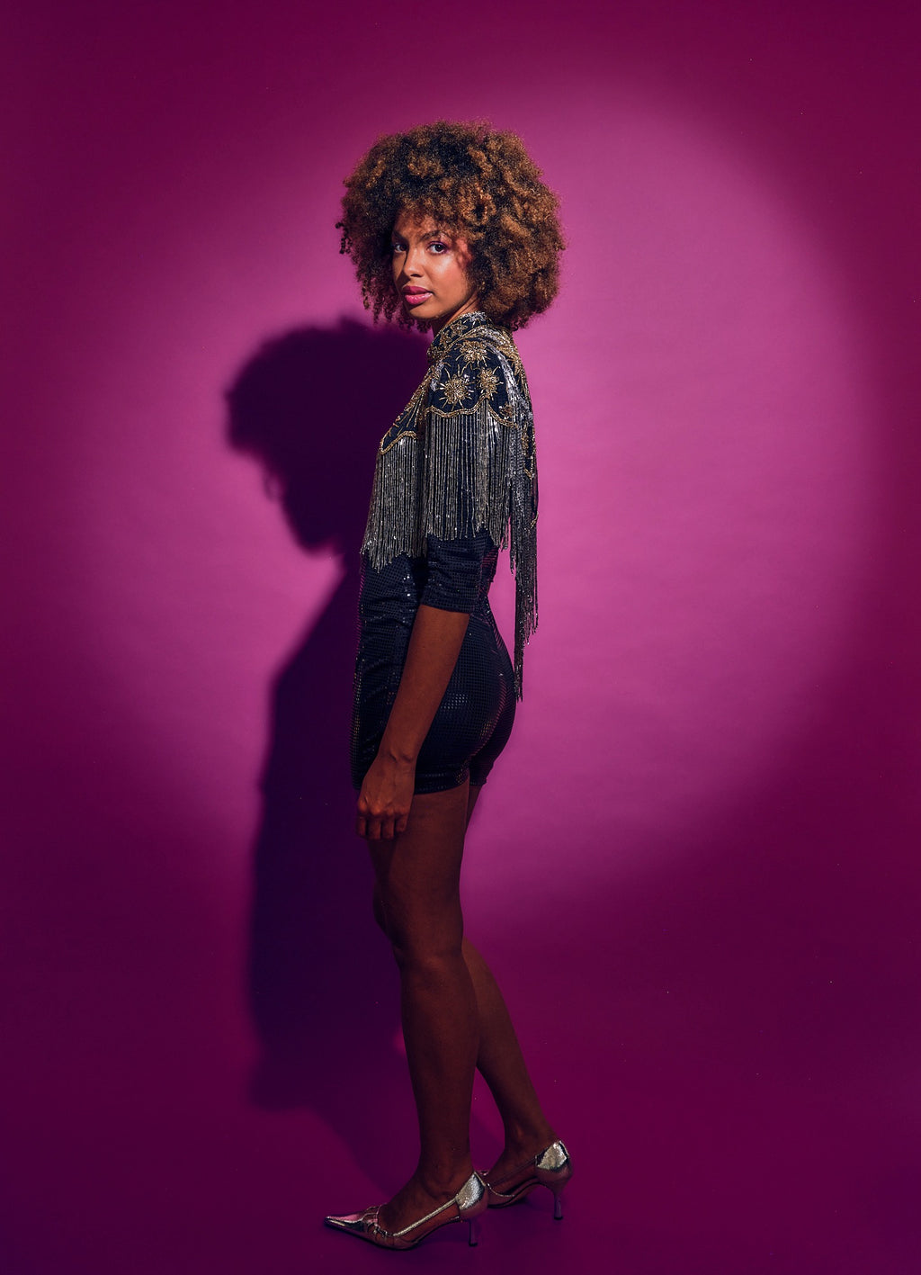 Stars in your Eyes Cape in Gold and Silver Sequin