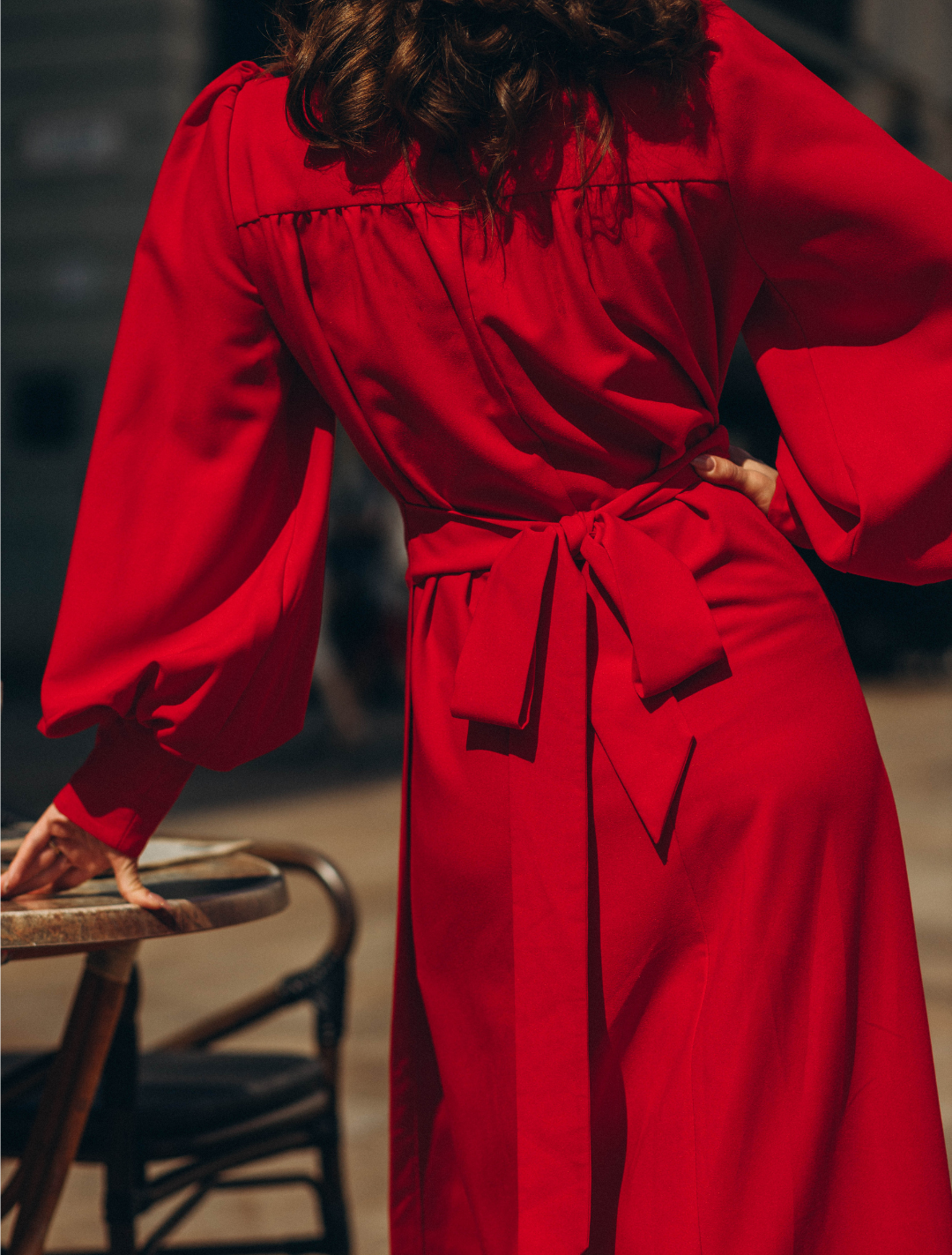 Wrap Dress in Red - back view